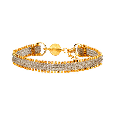 Brazalete Telar Dorado Mini Liso Gris Traslúcido